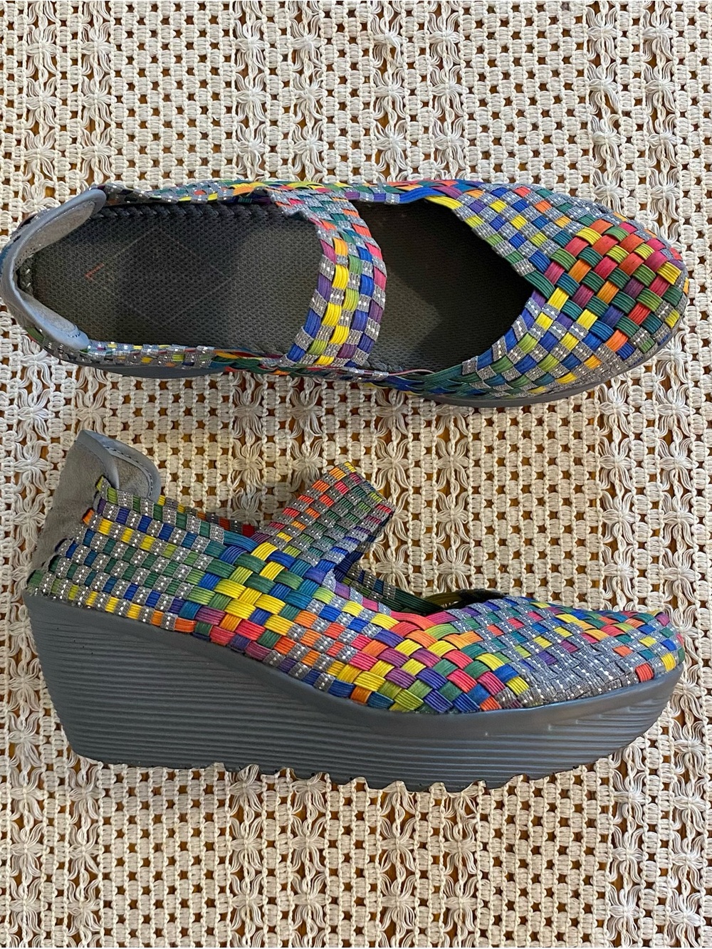 St. John’s Bay funky woven rainbow Mary Jane platform sandals